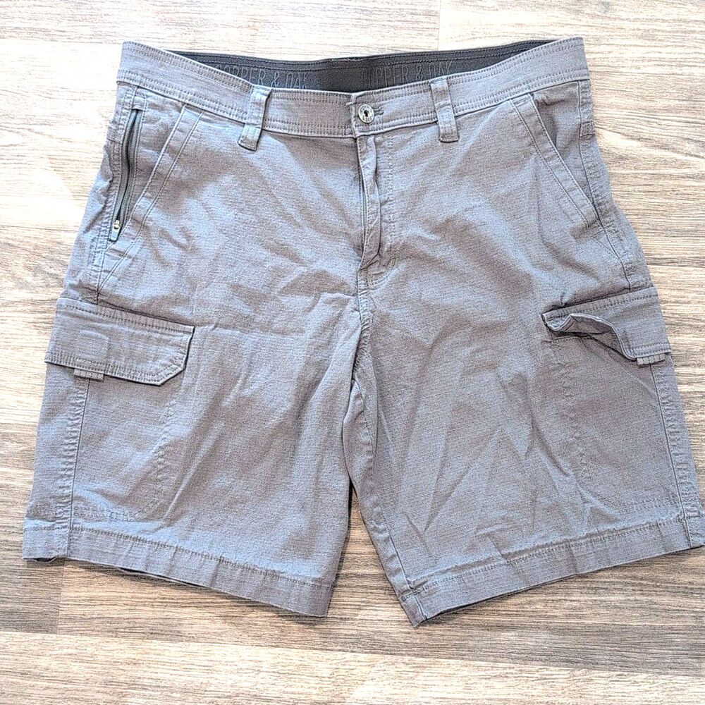Copper & Oak Cargo Shorts Gray Button Pockets Men's Casual Summer 10" Inseam